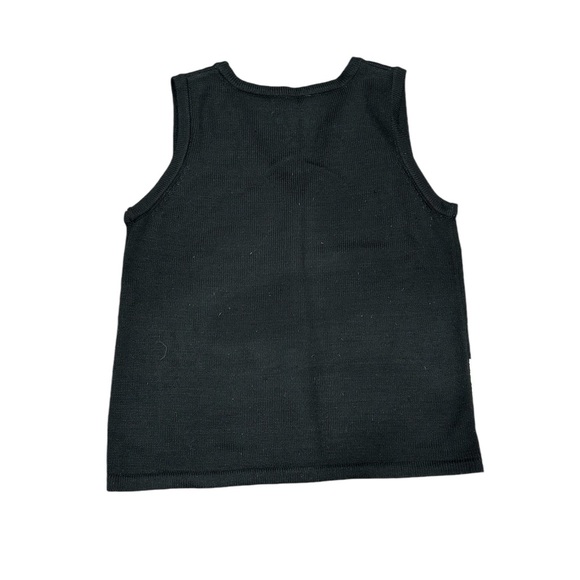 Women’s Holiday Christmas Trees Deer Large Sweater Button Front Vest Black EUC - Picture 4 of 7